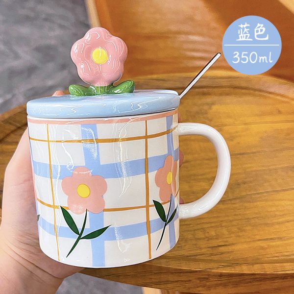 Ceramic Cups With Lid And Spoon For Lovers High Appearance Level Mugs - Image 8