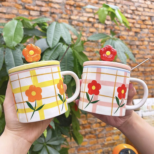 Ceramic Cups With Lid And Spoon For Lovers High Appearance Level Mugs - Image 4