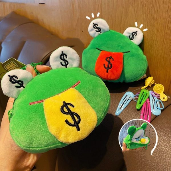 Creative Cartoon Plush Money Frog Coin Purse Keychain - Image 4