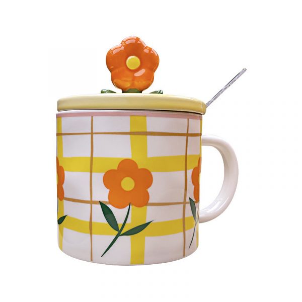 Ceramic Cups With Lid And Spoon For Lovers High Appearance Level Mugs - Image 6