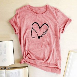 Women's Fashion Heart Graphic Print Short Sleeve T-Shirt