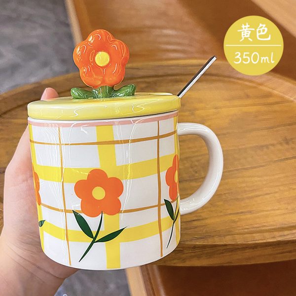 Ceramic Cups With Lid And Spoon For Lovers High Appearance Level Mugs - Image 7
