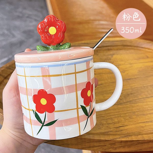 Ceramic Cups With Lid And Spoon For Lovers High Appearance Level Mugs - Image 3