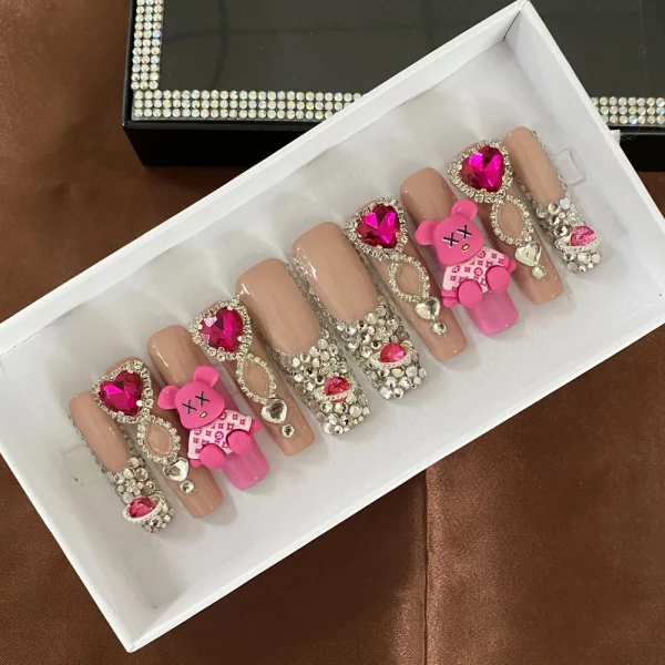 Hot Sales 10PCS Artificial Fingernails Square Handmade Gel Press On Nails Thickness Acrylic Salon Quality Hand Crafted Nails - Image 2