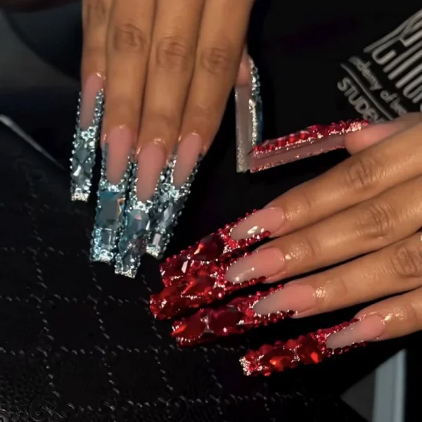 Custom Alligator Print Handmade Luxury Extra Long Square 3XL Press On Nails Bling False Nail Full Cover Fake Nail With Glue Gift - Image 3