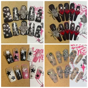 Custom Long Coffin Handmade Y2K Press On Nail Duck Shape Fake Nails With Glue Short Full Cover Nail Tips Reusable False Nail Art