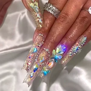 Customized Luxury Glittery Bling Rhinestone Handmade Press On Nails XXL Artificial Nails False Nails Tips Fake Nail With Glue