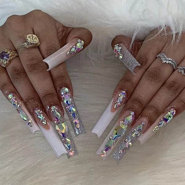 Custom Alligator Print Handmade Luxury Extra Long Square 3XL Press On Nails Bling False Nail Full Cover Fake Nail With Glue Gift - Image 5