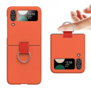 Luxury Pure Colour With Ring Phone Case For Samsung Galaxy Z Flip 6 5 4 3 Liquid Silicone Candy Colour Shockproof Cover Z Flip 6