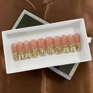 Hand Crafted Thick Acrylic Nails Sexy Rhinestones Luxurious Custom Designed 100% Handmade 10PCS Extra Long Nails